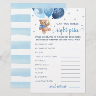 Guess Right Price Game Baby Shower Teddy Bear 