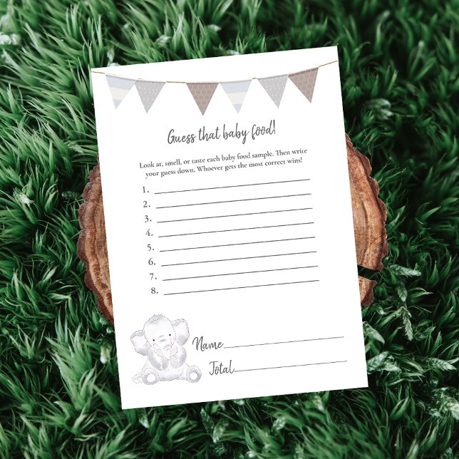 Guess That Baby Food Game Baby Elephant Card (Creator Uploaded)