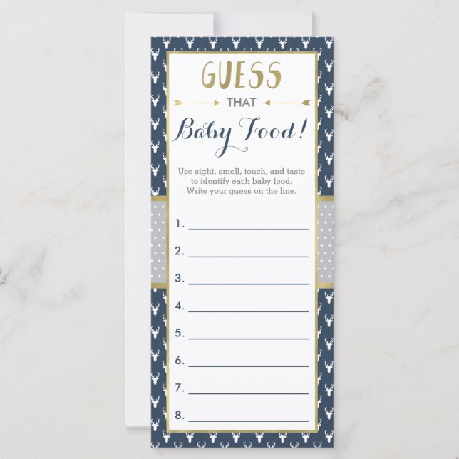 Guess That Baby Food Game, Baby Shower, Deer (Front)