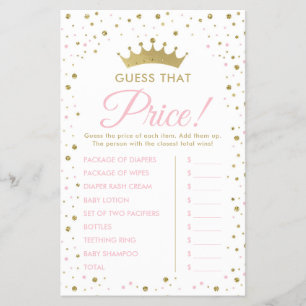 Guess That Price Baby Shower Game Flyer