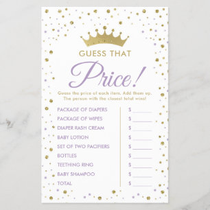 Guess That Price Baby Shower Game Flyer