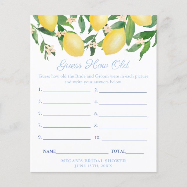 Guess The Age Of Bride And Groom Wedding Shower Flyer (Front)