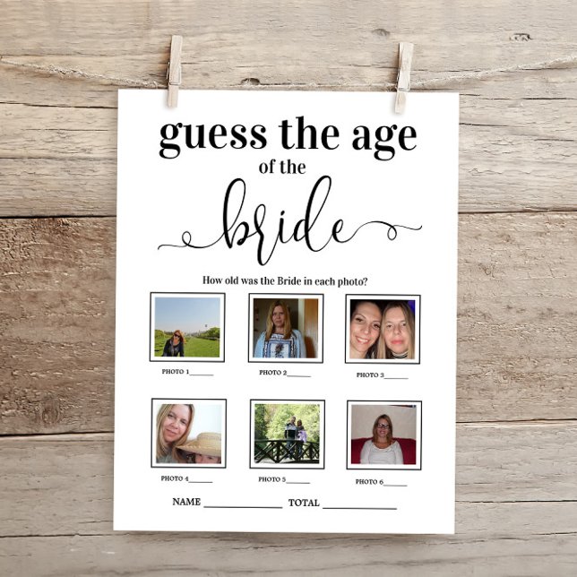 Guess the age of the Bride Bridal Shower Game (Creator Uploaded)
