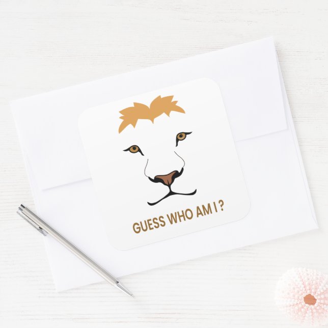 Guess The Animal – Lion | King of the Jungle Square Sticker (Envelope)