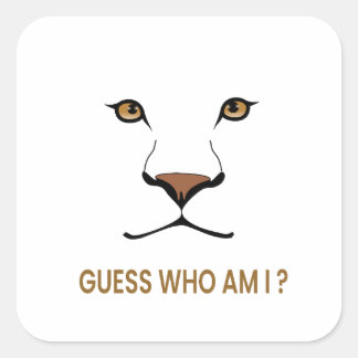 Guess the Animal: Lioness | Minimal Queen Square Sticker