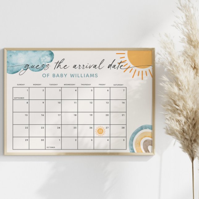 Guess The Arrival Date Calendar Sunshine Themed Poster (Creator Uploaded)