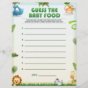 Guess The Baby Food [Animal Theme] Custom Letterhead
