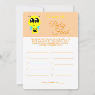 Guess the Baby Food Baby Shower Bee Game Card