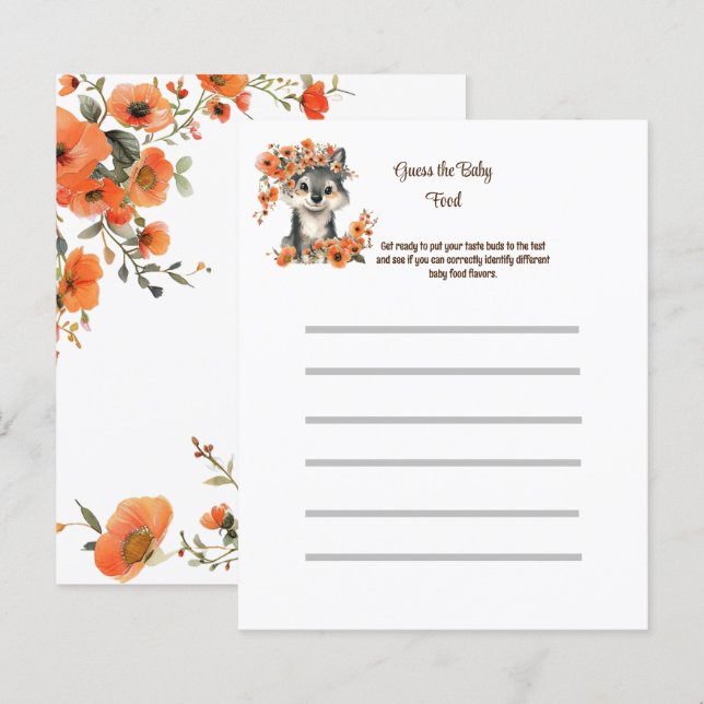 Guess the Baby Food - Baby Shower Game (Front/Back)