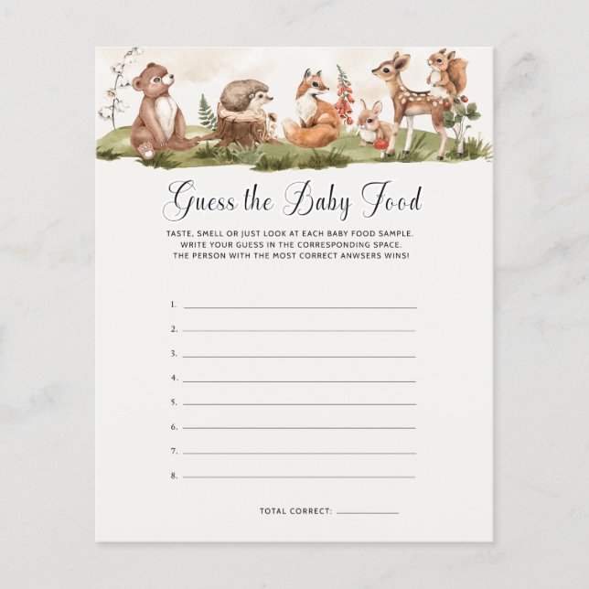 Guess the Baby Food Baby Shower Game (Front)