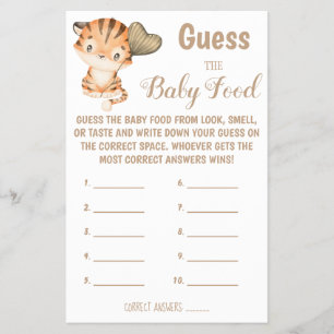 Guess the Baby Food   Baby Shower Game Card