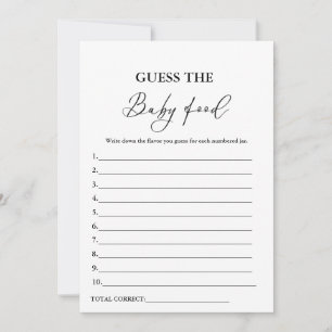 Guess The Baby Food Baby Shower Game Card