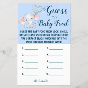 Guess the Baby Food   Baby Shower Game Card