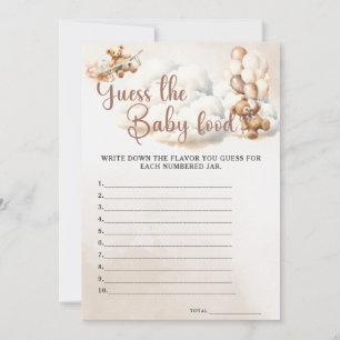 GUESS THE BABY FOOD Baby Shower Game Cute Bear Invitation
