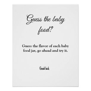 guess the baby food baby shower game poster