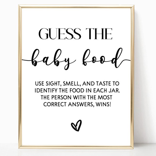 Guess The Baby Food Baby Shower Game Sign (Creator Uploaded)