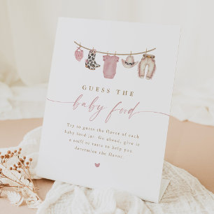 Guess the Baby Food Cowgirl Baby Shower Pedestal Sign