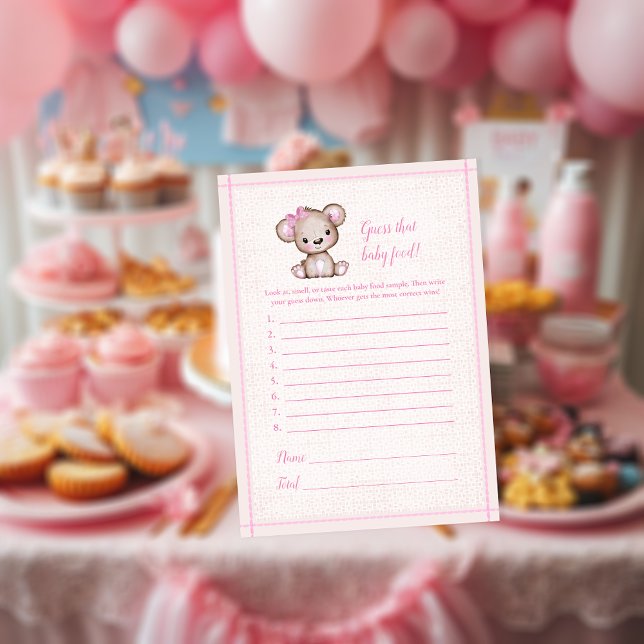 Guess The Baby Food Cute Girl Bear Baby Game Card (Creator Uploaded)