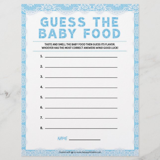 Guess The Baby Food [Luxury Lace [Blue]] Custom Letterhead (Front)
