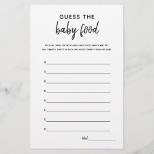 Guess the Baby Food Minimalist Baby Shower Game