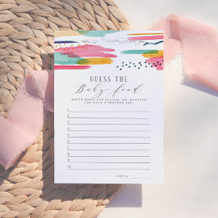 Guess The Baby Food Modern Abstract Pink & Blue Invitation