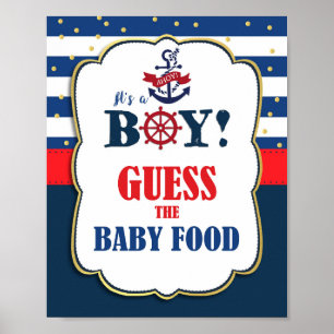 Guess the Baby Food Nautical Baby Shower Game Sign