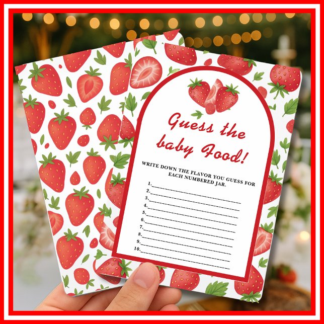 Guess The Baby Food Strawberry Berry Sweet Game Invitation (Creator Uploaded)