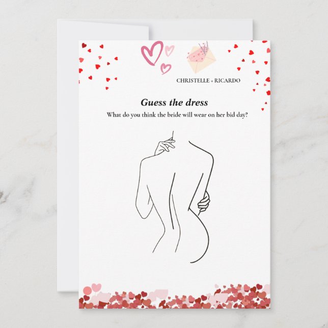 Guess the bride dress bridal shower game Card (Front)