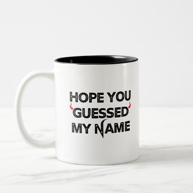 Guess the devil name Two-Tone coffee mug (Left)