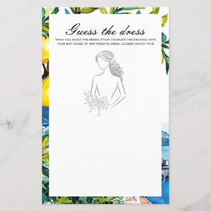 Guess the Dress Amalfi Bridal Shower Game