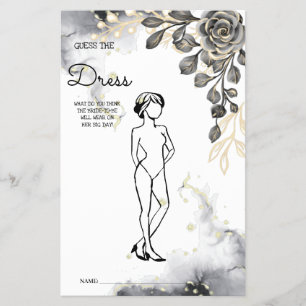 Guess the Dress Black Roses BridalShower Game Card