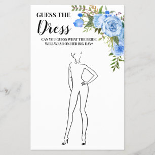Guess the Dress Bridal Shower Blue Game Card