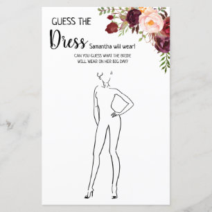 Guess the dress bridal shower english spanish game
