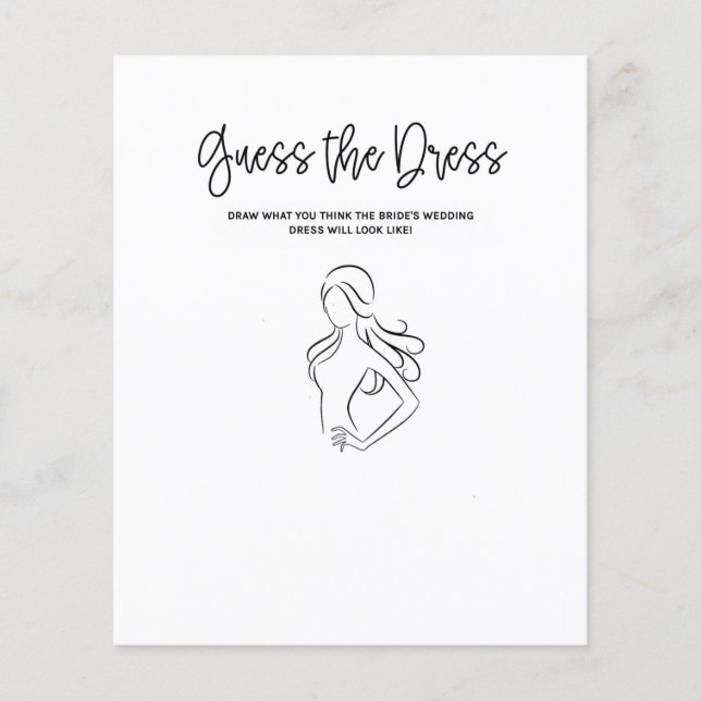 Guess the Dress Bridal Shower Game (Front)