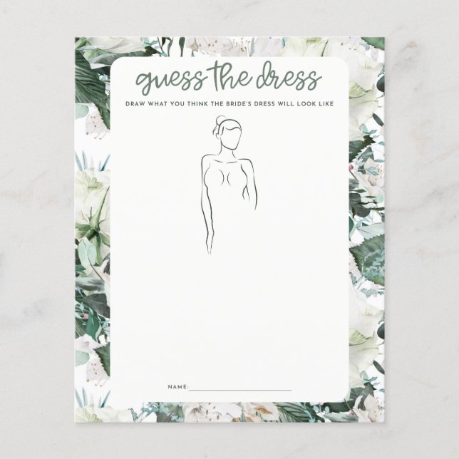 Guess the Dress Bridal Shower Game (Front)