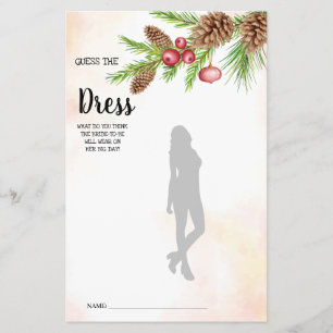 Guess the Dress Christmas Bridal Shower Game Card