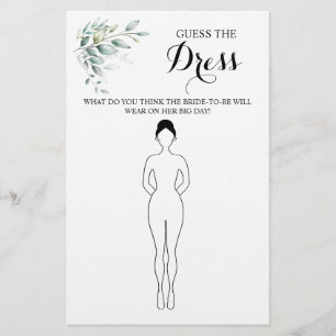 Guess the Dress Eucaliptus Bridal Shower Game Card