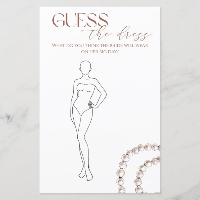 Guess The Dress Pearls And Prosecco Bridal Game (Front)