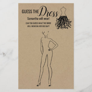 Guess the Dress Rustic Bridal Shower Game Card