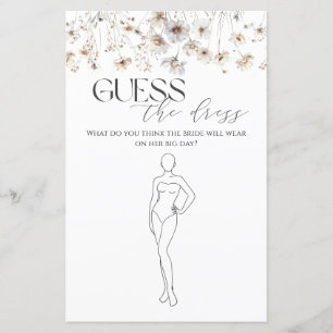 Guess The Dress Wildflower Bridal Shower Game