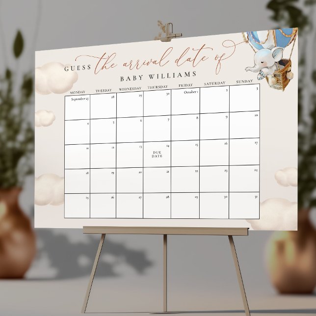 Guess The Due Date Calendar Elephant Poster (Creator Uploaded)