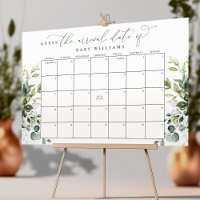 Guess The Due Date Calendar Eucalyptus Greenery