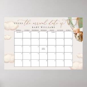 Guess The Due Date Calendar Green Bear Poster