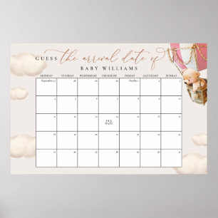 Guess The Due Date Calendar Pink Bear Poster