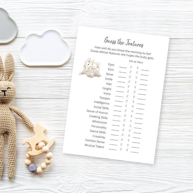 Guess The Features Game Baby Elephant Card (Creator Uploaded)