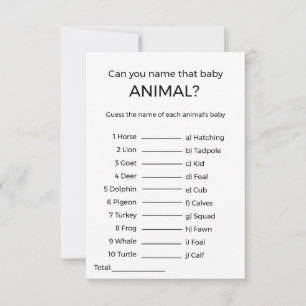 guess the name of the baby animal baby shower game