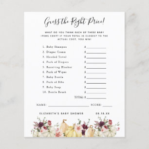 Guess The Price Baby Shower Game