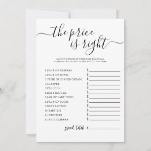 Guess the Price Baby Shower Game Card