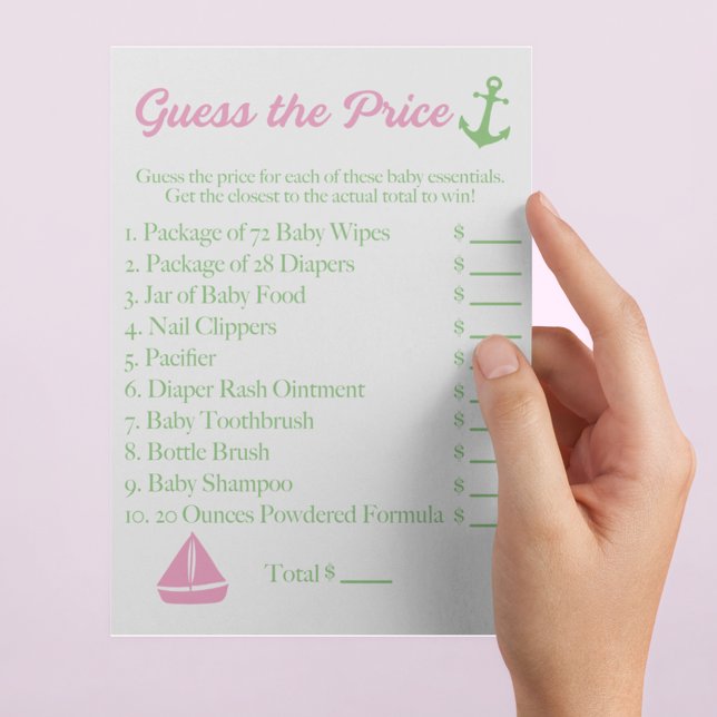 Guess the Price Baby Shower Game Nautical Theme Flyer (Creator Uploaded)