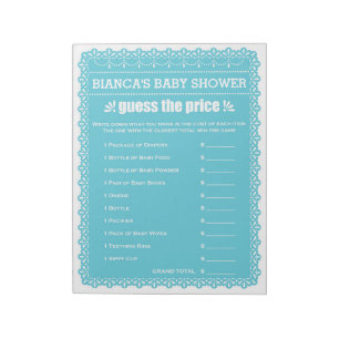 Guess The Price Blue Papel Picado Baby Shower Notepad